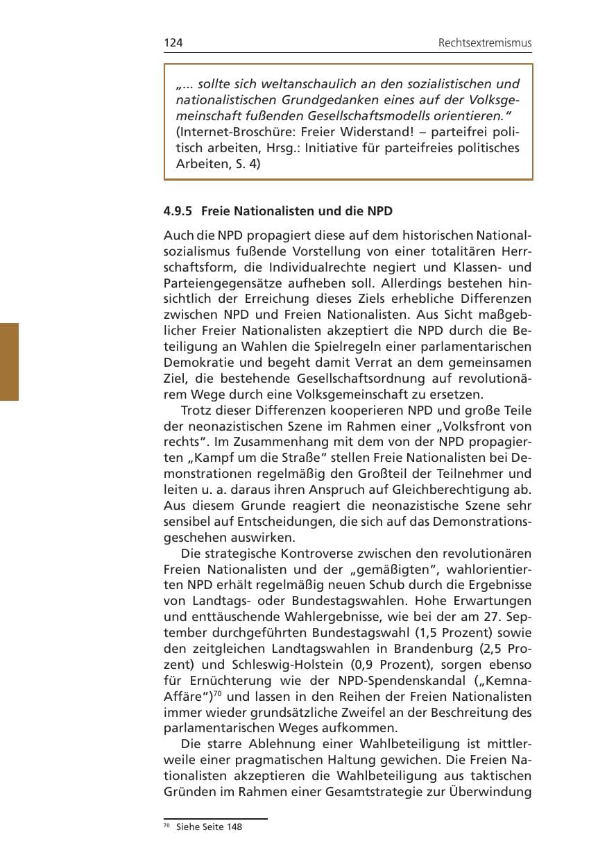 Seite 124 des Verfassungsschutzbericht 2009 Niedersachsen