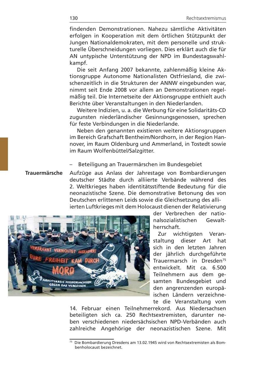 Seite 130 des Verfassungsschutzbericht 2009 Niedersachsen