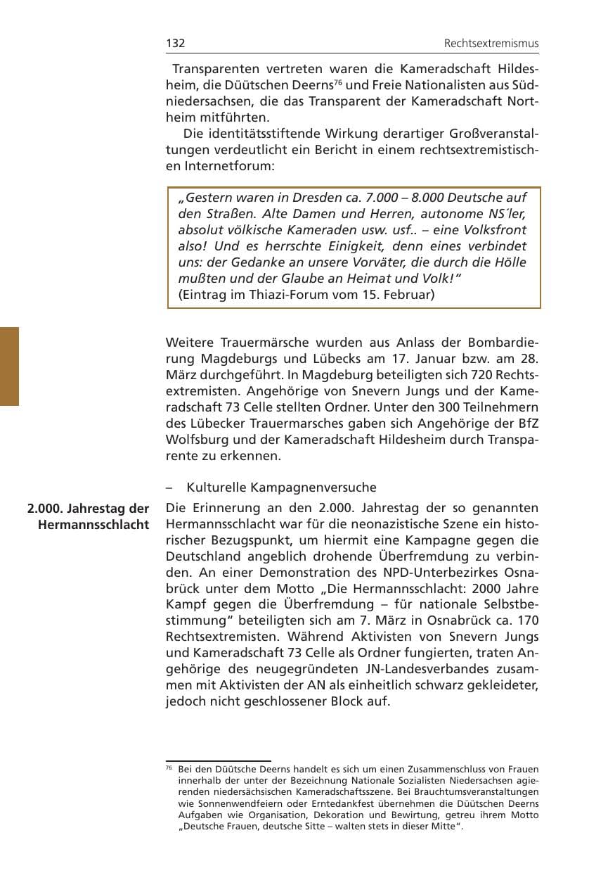 Seite 132 des Verfassungsschutzbericht 2009 Niedersachsen