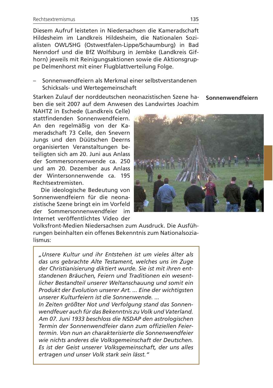 Seite 135 des Verfassungsschutzbericht 2009 Niedersachsen