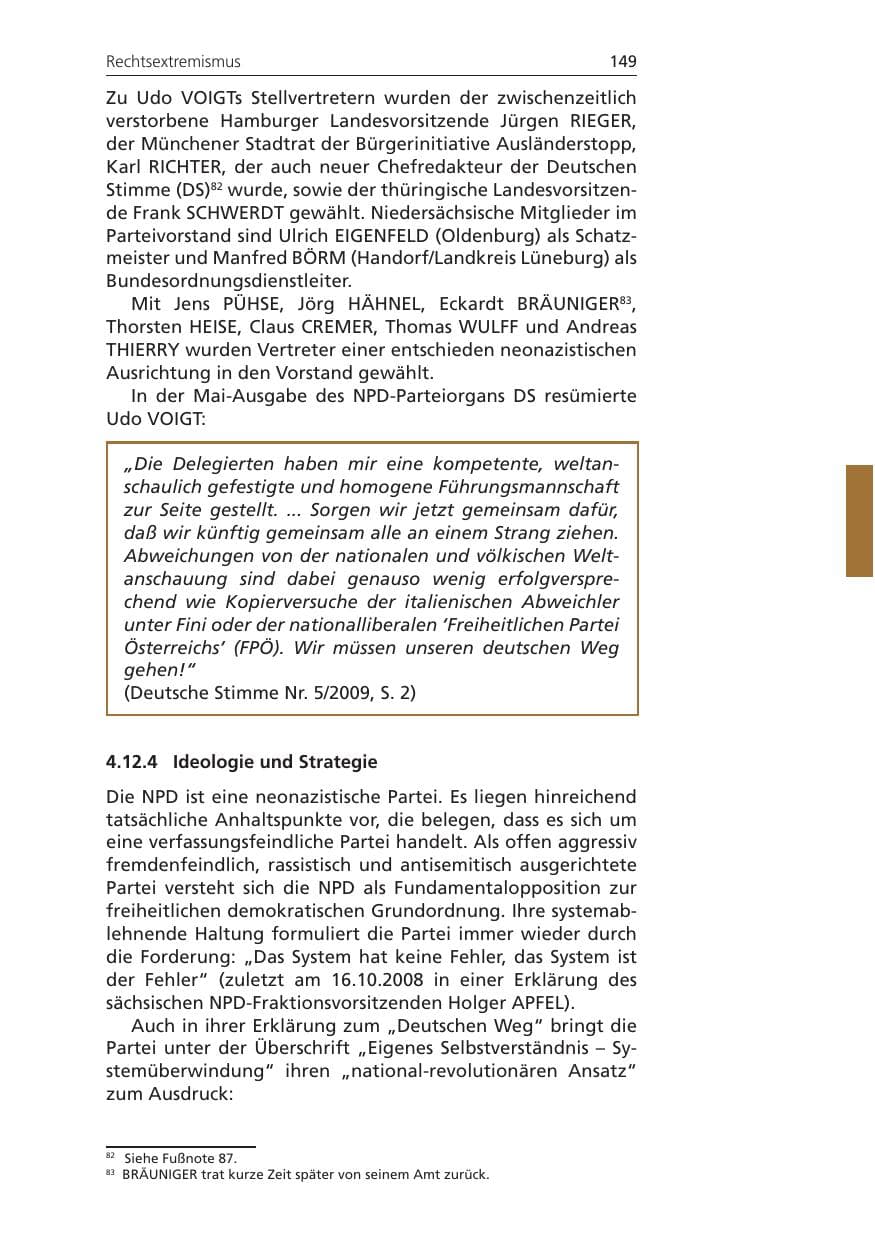 Seite 149 des Verfassungsschutzbericht 2009 Niedersachsen