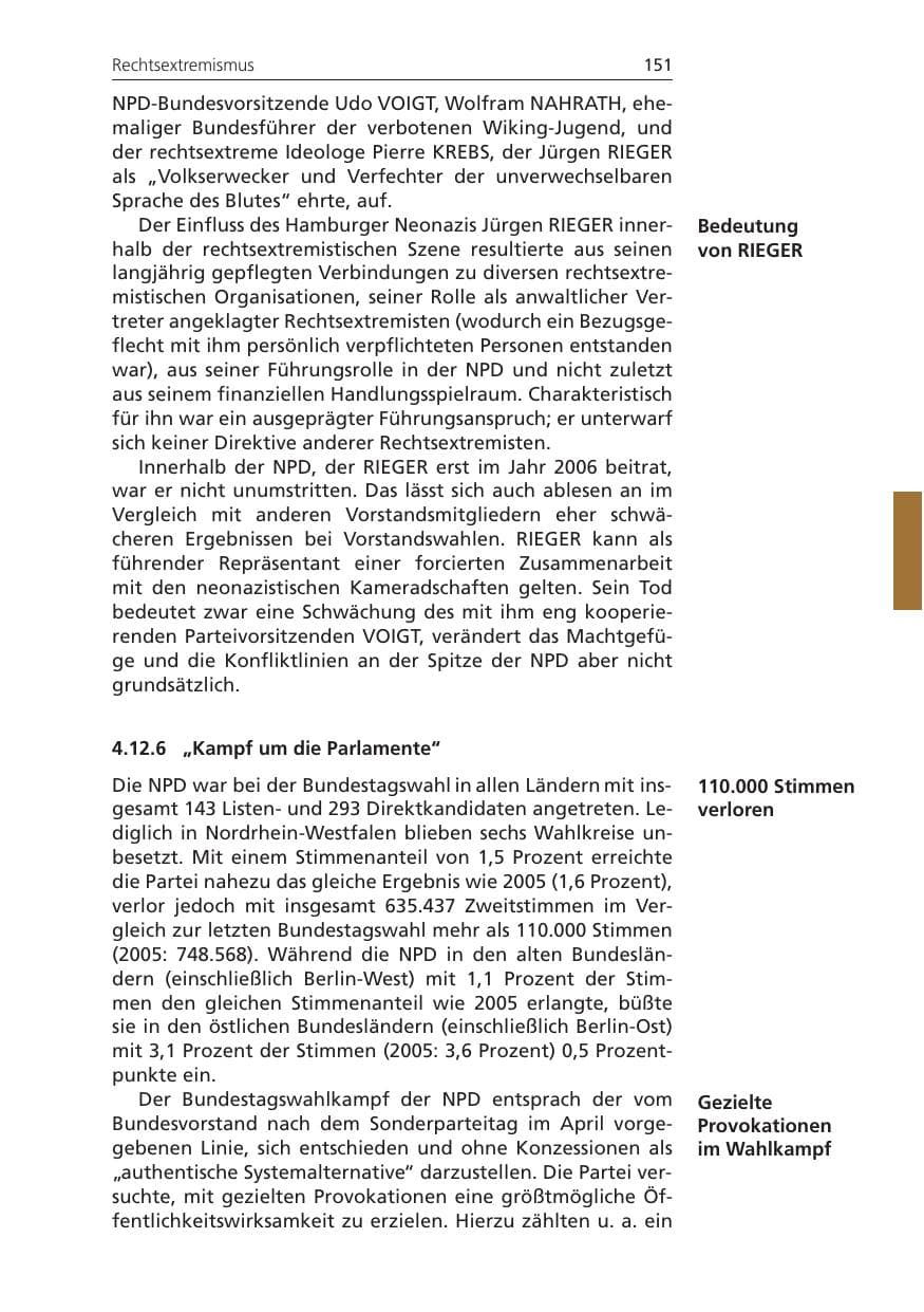 Seite 151 des Verfassungsschutzbericht 2009 Niedersachsen