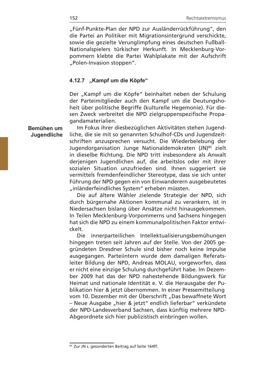 Seite 152 des Verfassungsschutzbericht 2009 Niedersachsen