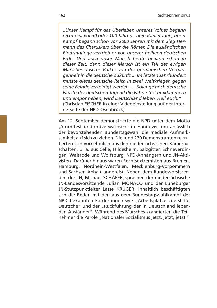 Seite 162 des Verfassungsschutzbericht 2009 Niedersachsen