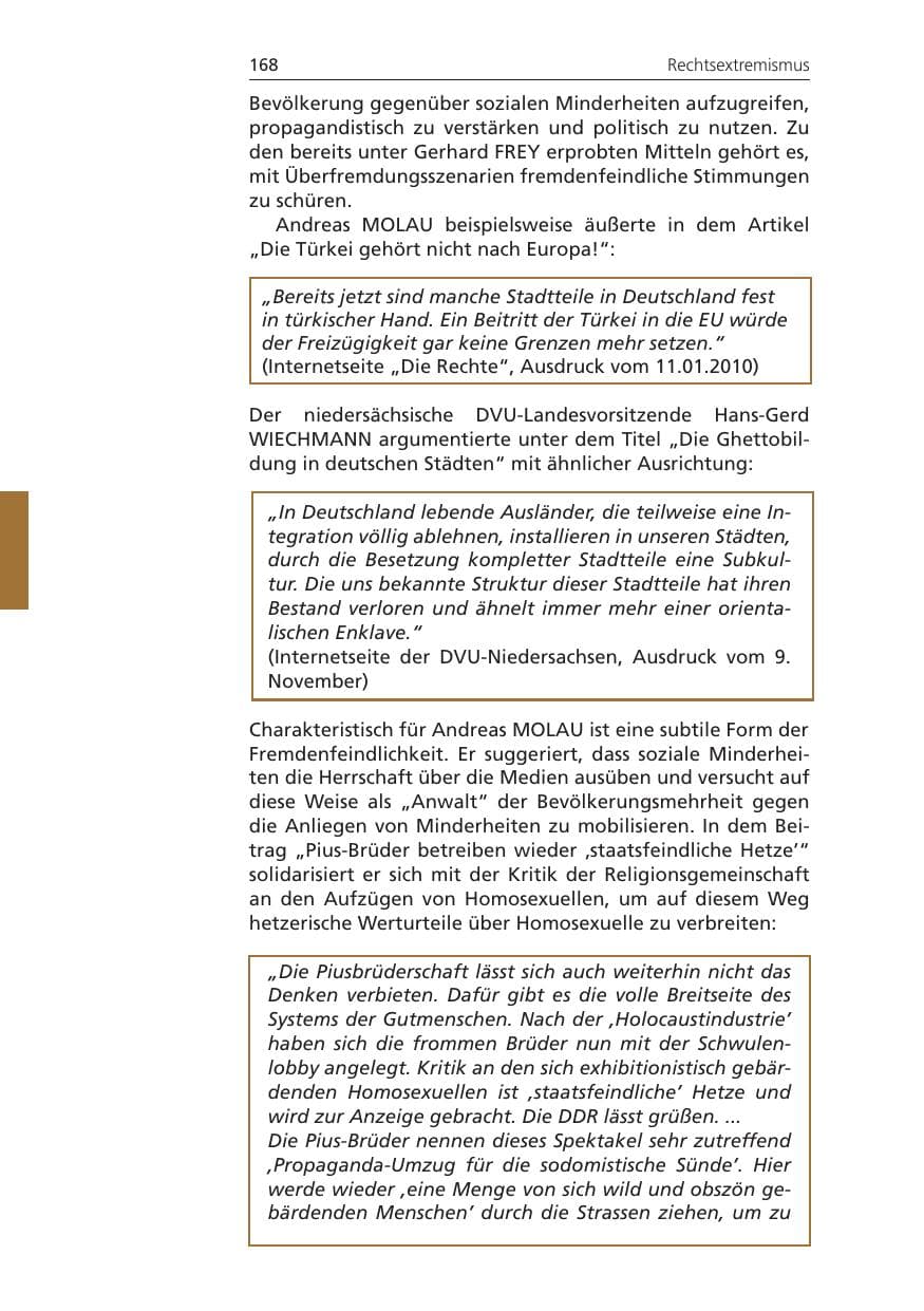 Seite 168 des Verfassungsschutzbericht 2009 Niedersachsen