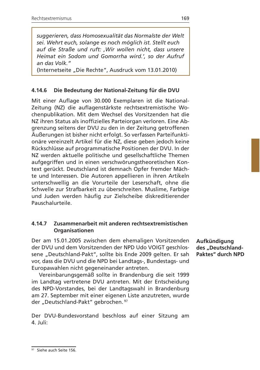 Seite 169 des Verfassungsschutzbericht 2009 Niedersachsen