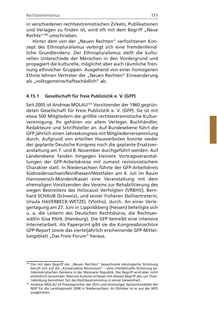 Seite 171 des Verfassungsschutzbericht 2009 Niedersachsen