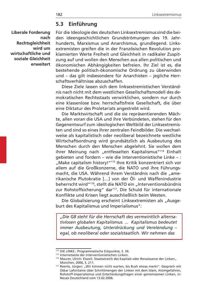 Seite 182 des Verfassungsschutzbericht 2009 Niedersachsen