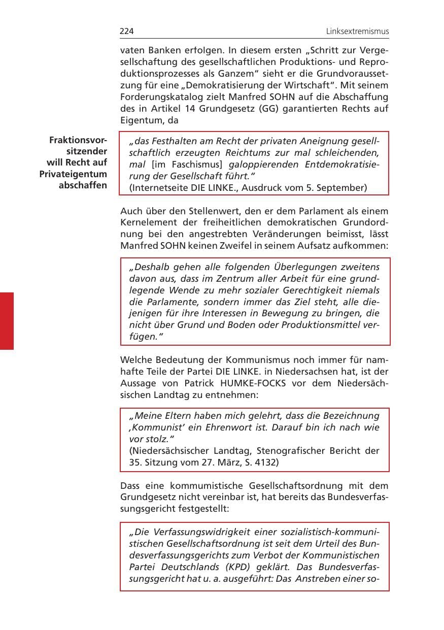 Seite 224 des Verfassungsschutzbericht 2009 Niedersachsen