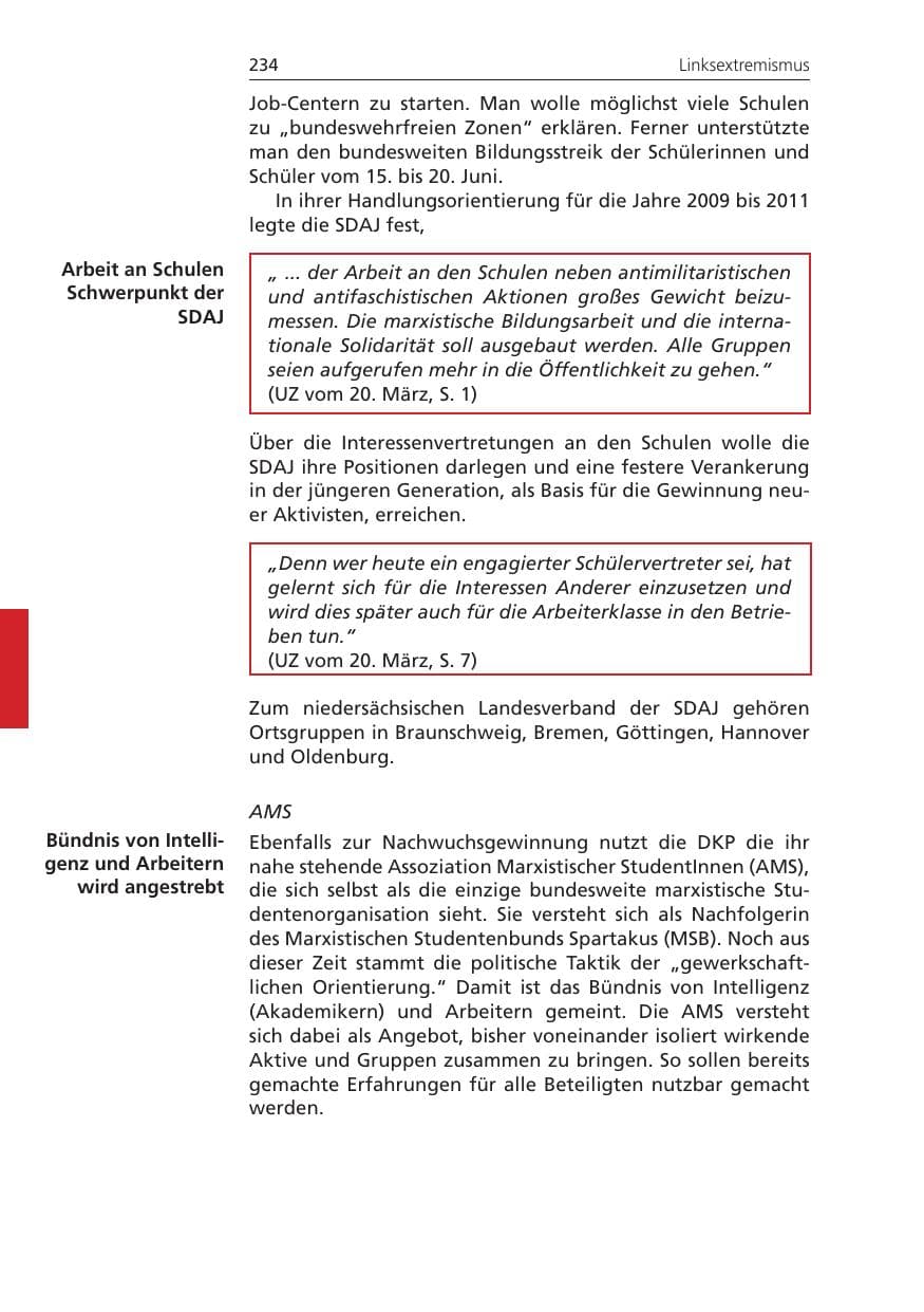 Seite 234 des Verfassungsschutzbericht 2009 Niedersachsen