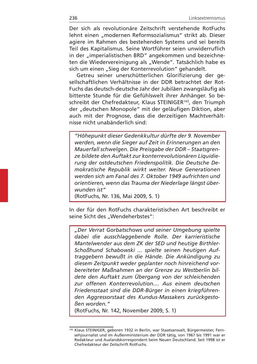 Seite 236 des Verfassungsschutzbericht 2009 Niedersachsen