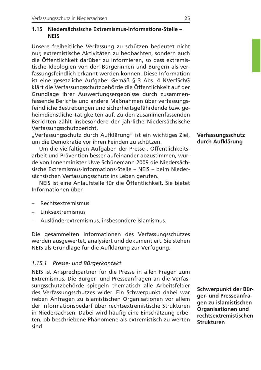 Seite 25 des Verfassungsschutzbericht 2009 Niedersachsen