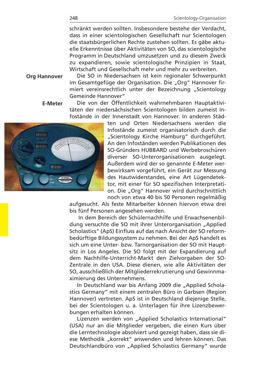 Seite 248 des Verfassungsschutzbericht 2009 Niedersachsen