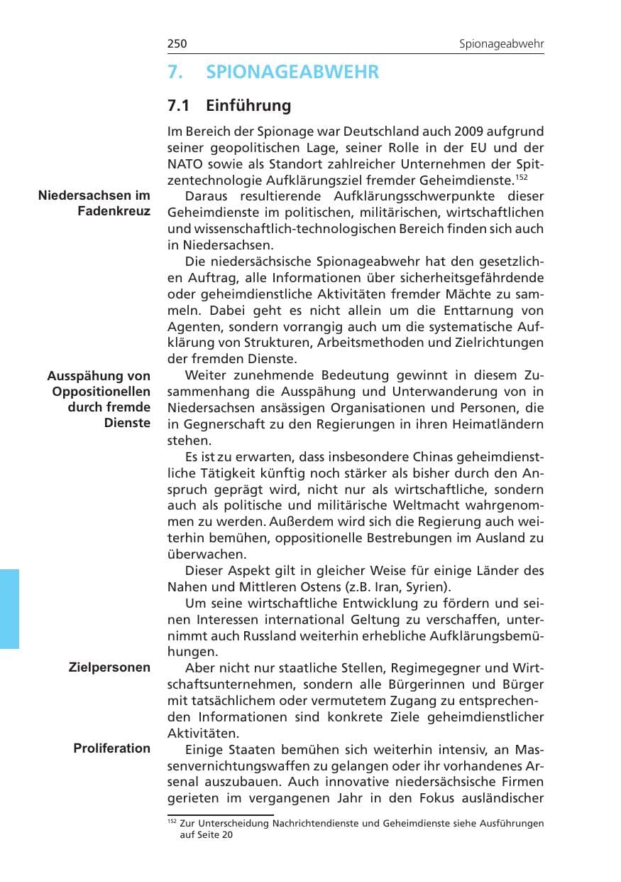 Seite 250 des Verfassungsschutzbericht 2009 Niedersachsen