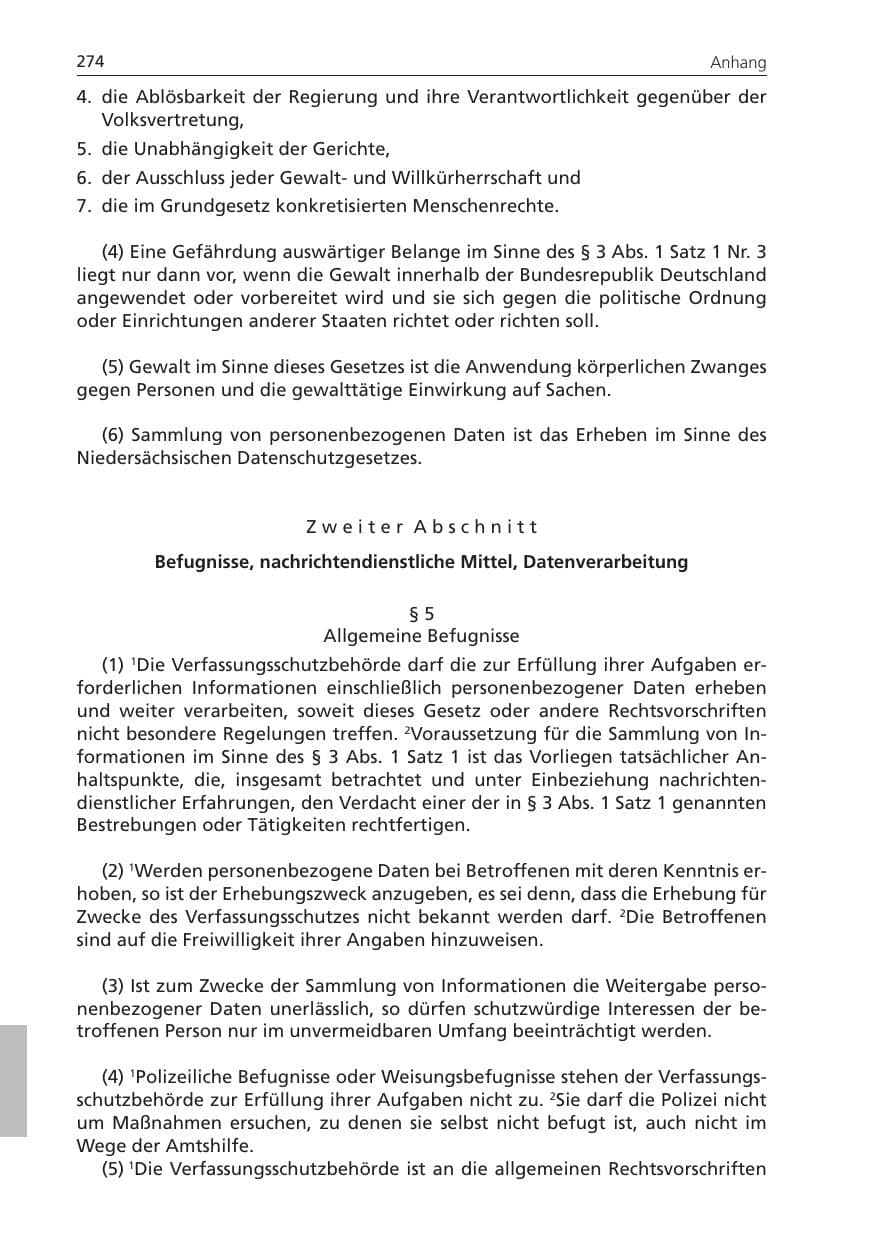 Seite 274 des Verfassungsschutzbericht 2009 Niedersachsen