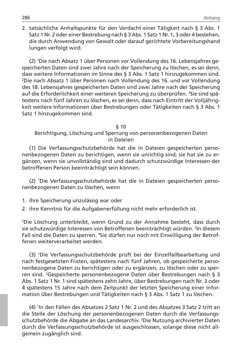 Seite 286 des Verfassungsschutzbericht 2009 Niedersachsen