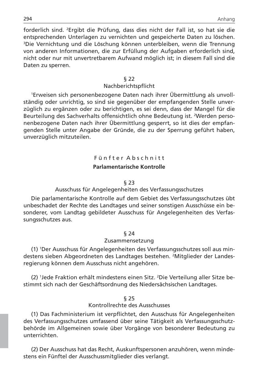 Seite 294 des Verfassungsschutzbericht 2009 Niedersachsen