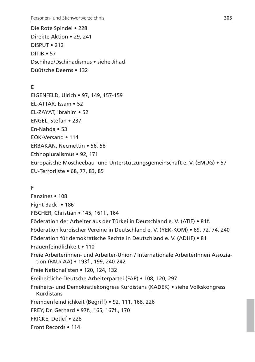 Seite 305 des Verfassungsschutzbericht 2009 Niedersachsen