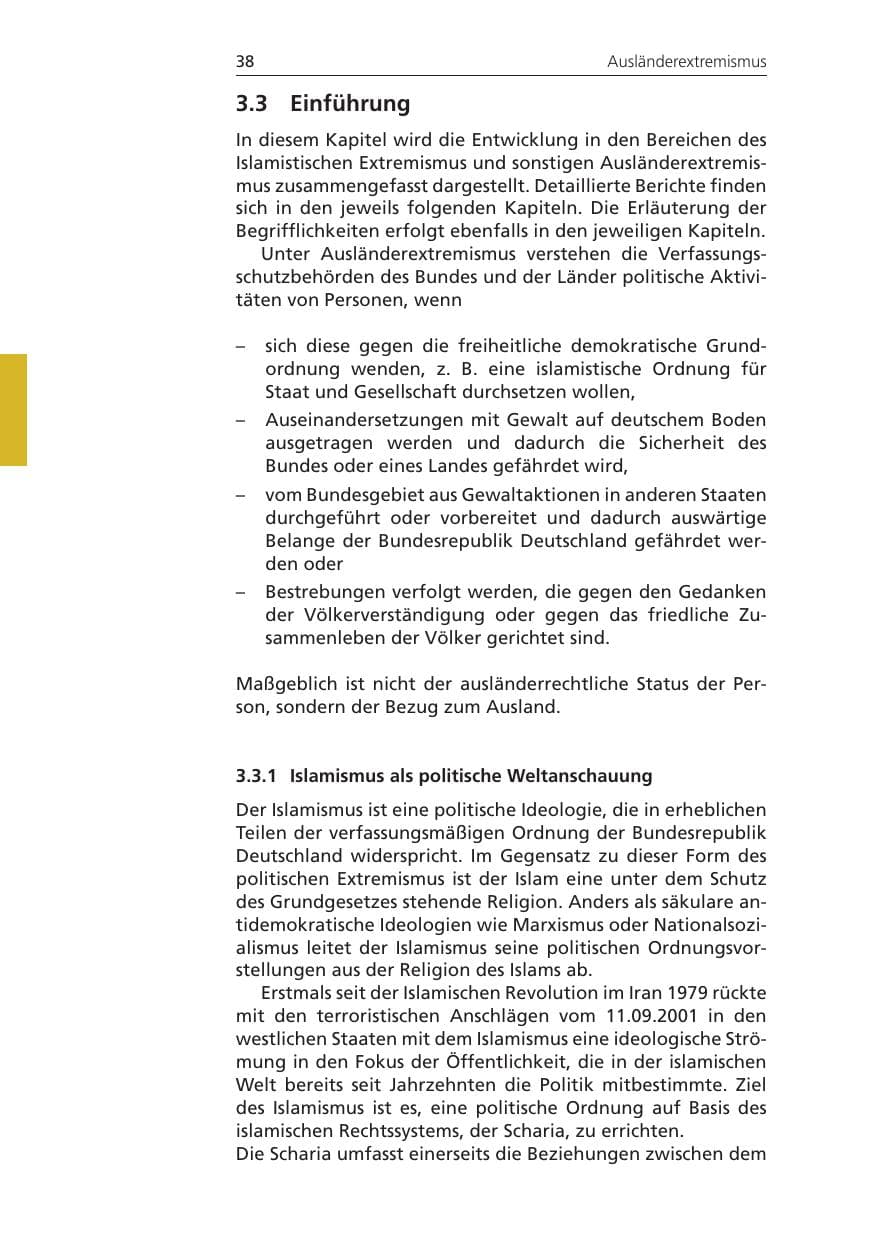 Seite 38 des Verfassungsschutzbericht 2009 Niedersachsen