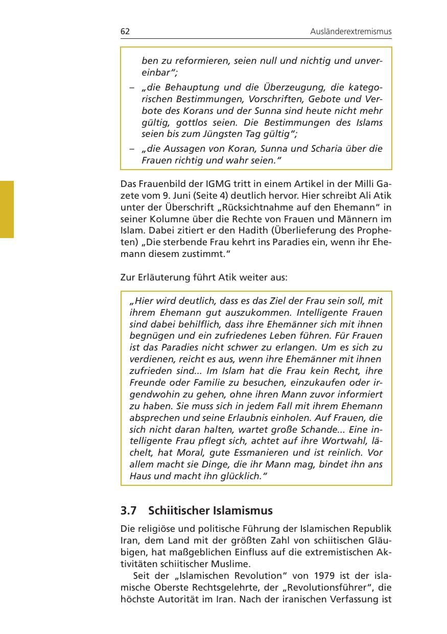 Seite 62 des Verfassungsschutzbericht 2009 Niedersachsen