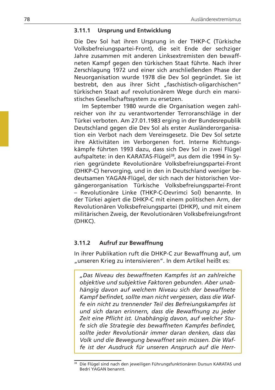 Seite 78 des Verfassungsschutzbericht 2009 Niedersachsen