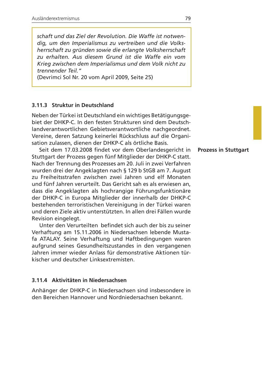Seite 79 des Verfassungsschutzbericht 2009 Niedersachsen
