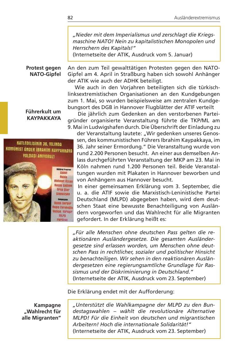 Seite 82 des Verfassungsschutzbericht 2009 Niedersachsen