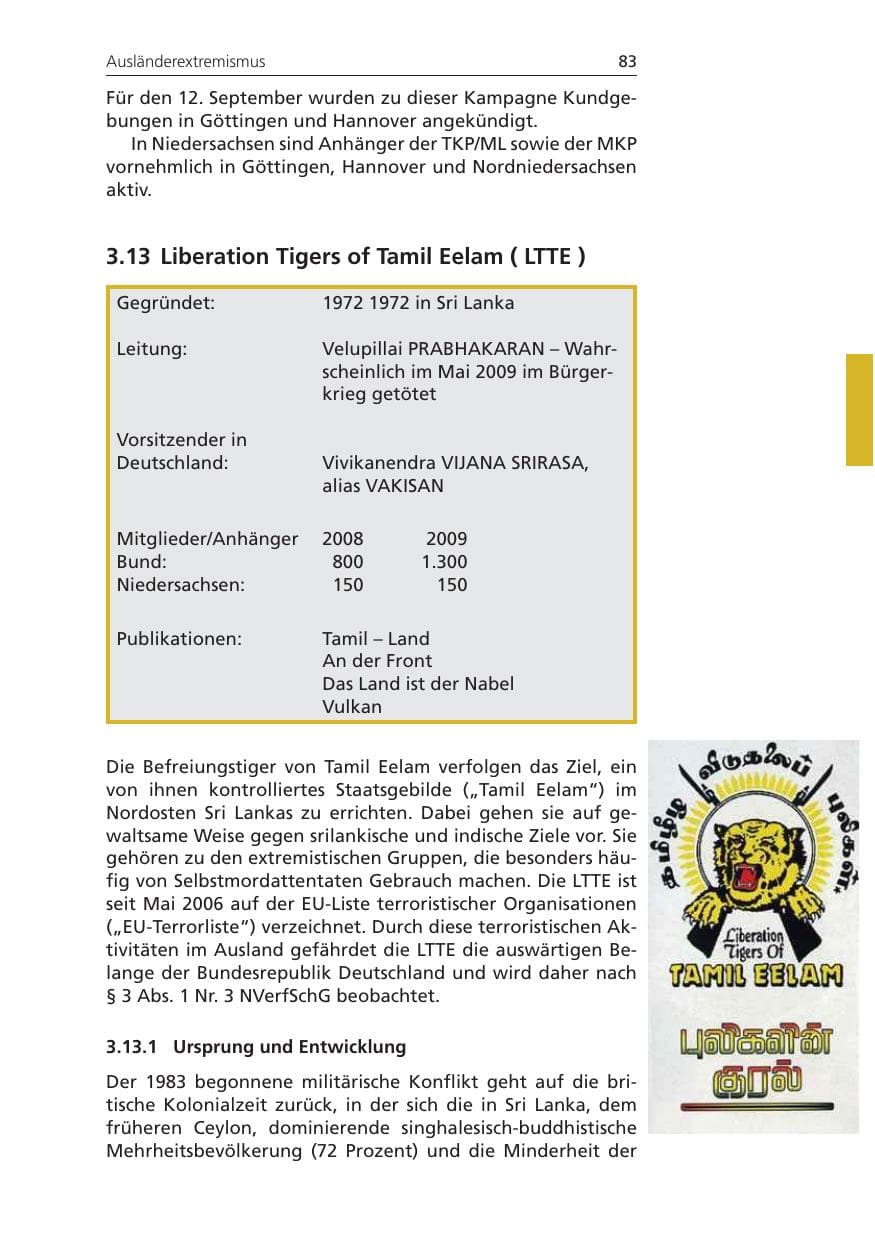 Seite 83 des Verfassungsschutzbericht 2009 Niedersachsen