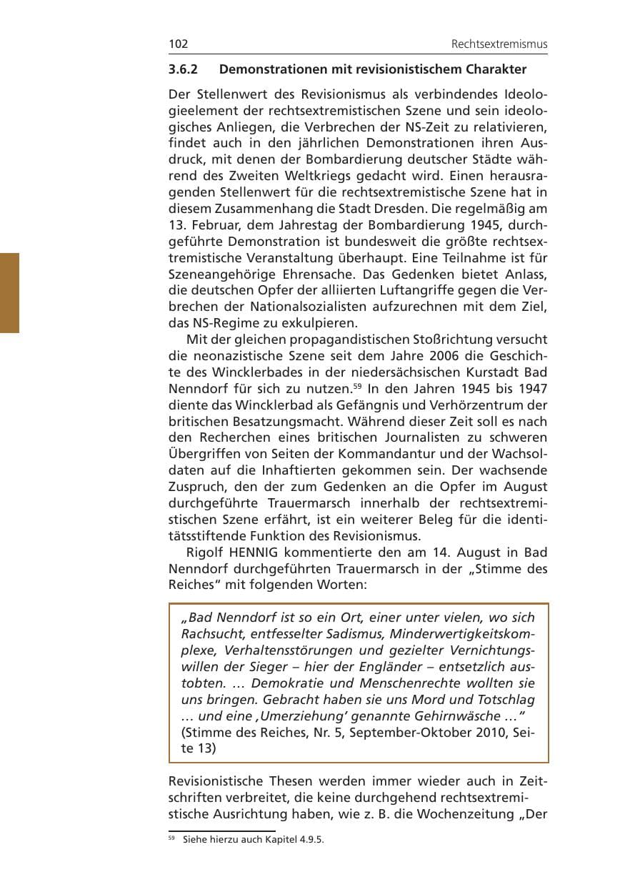 Seite 102 des Verfassungsschutzbericht 2010 Niedersachsen