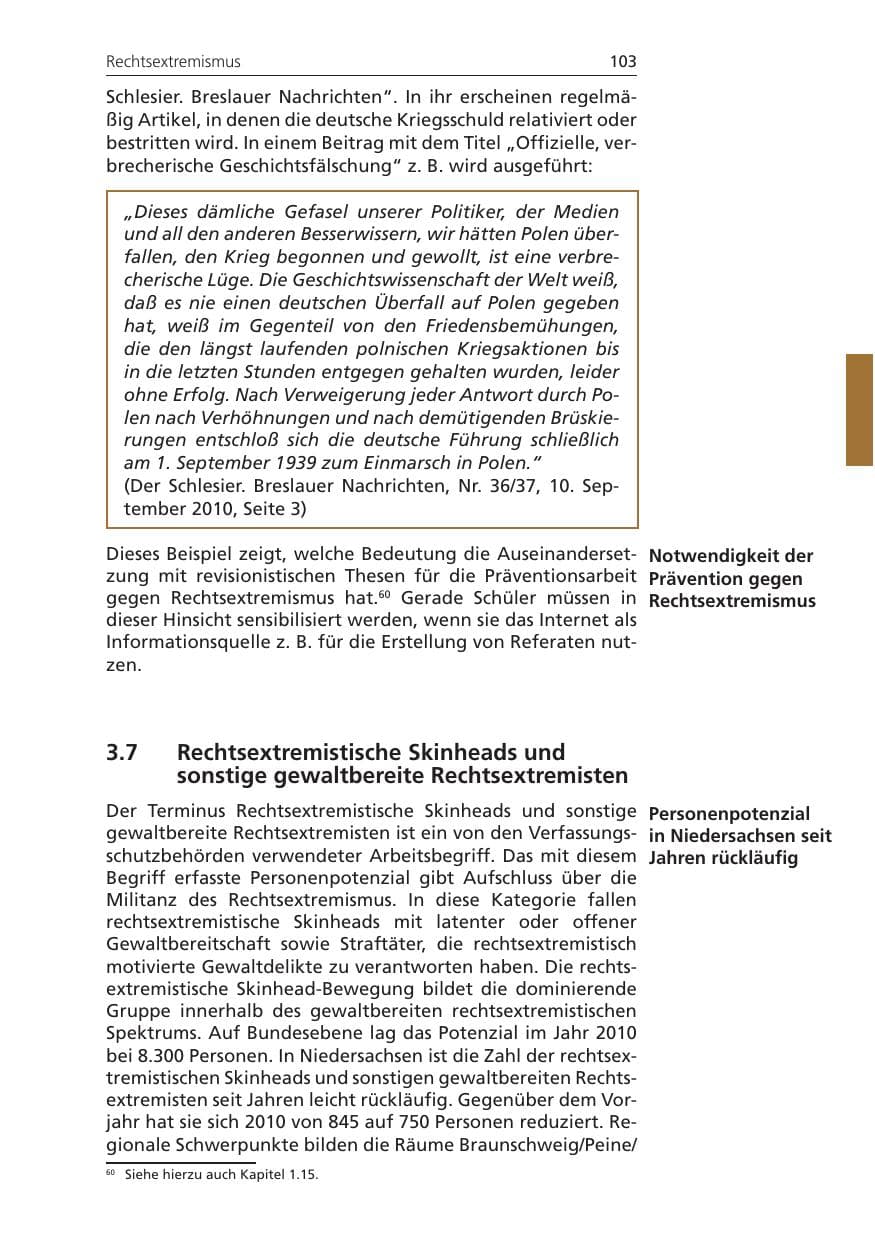 Seite 103 des Verfassungsschutzbericht 2010 Niedersachsen