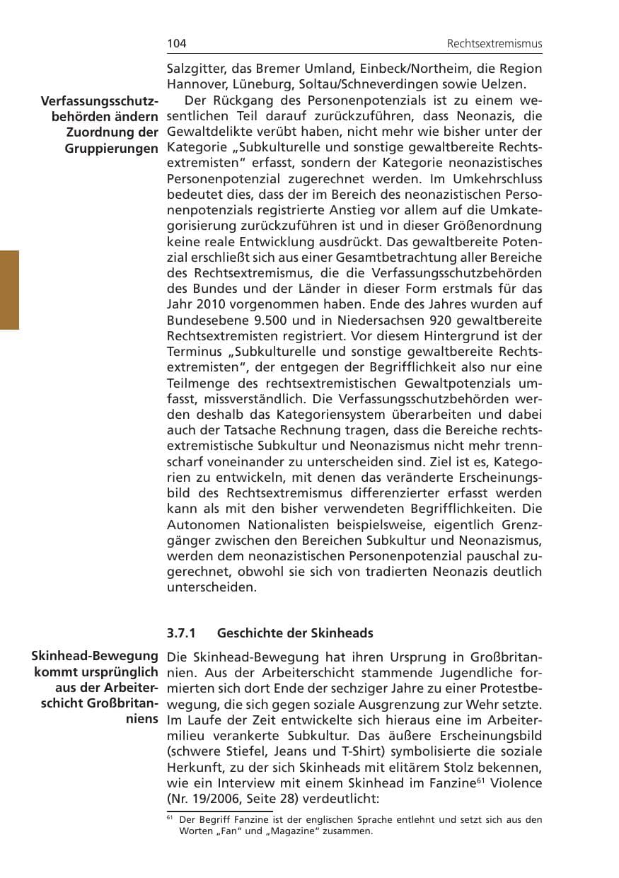 Seite 104 des Verfassungsschutzbericht 2010 Niedersachsen