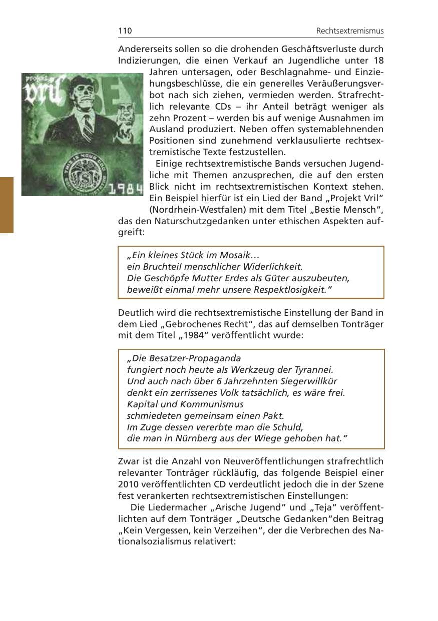 Seite 110 des Verfassungsschutzbericht 2010 Niedersachsen