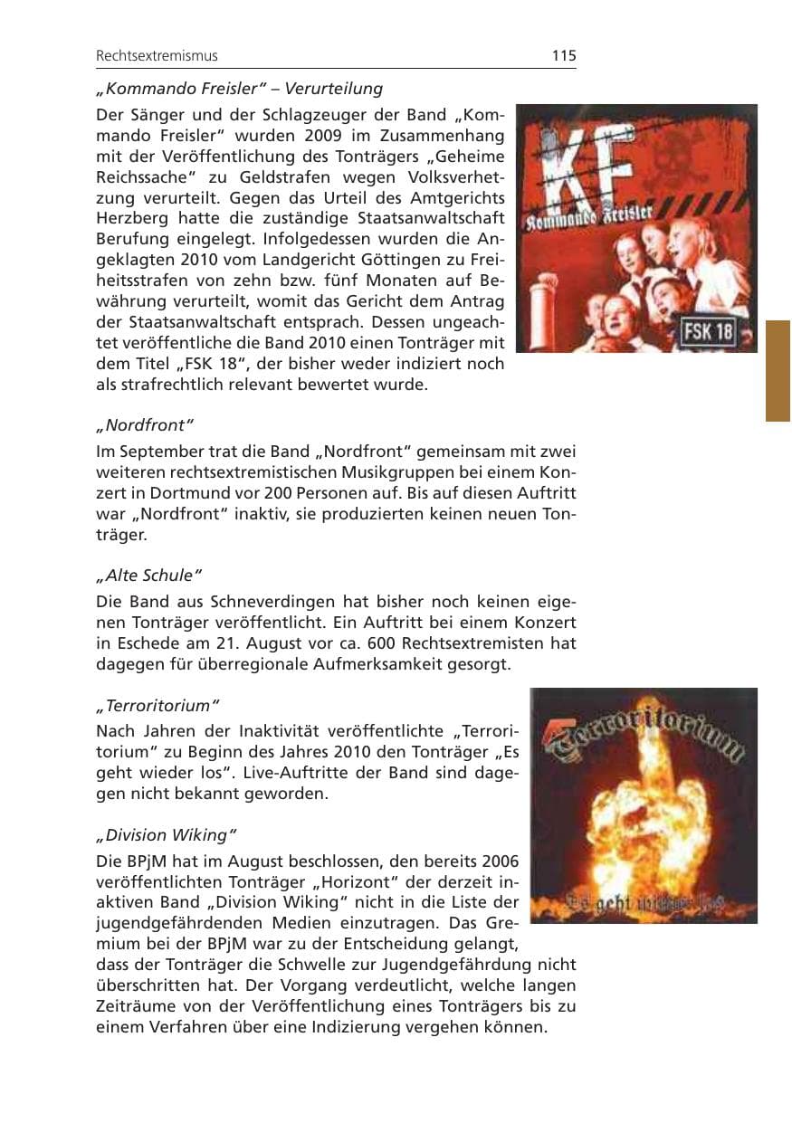 Seite 115 des Verfassungsschutzbericht 2010 Niedersachsen