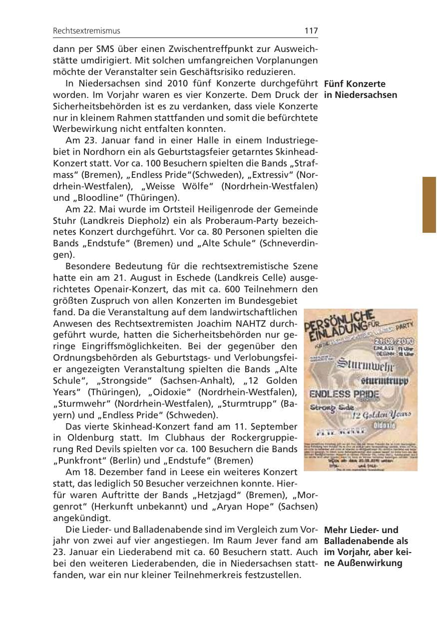 Seite 117 des Verfassungsschutzbericht 2010 Niedersachsen