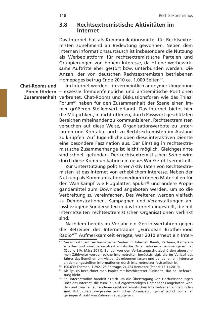 Seite 118 des Verfassungsschutzbericht 2010 Niedersachsen