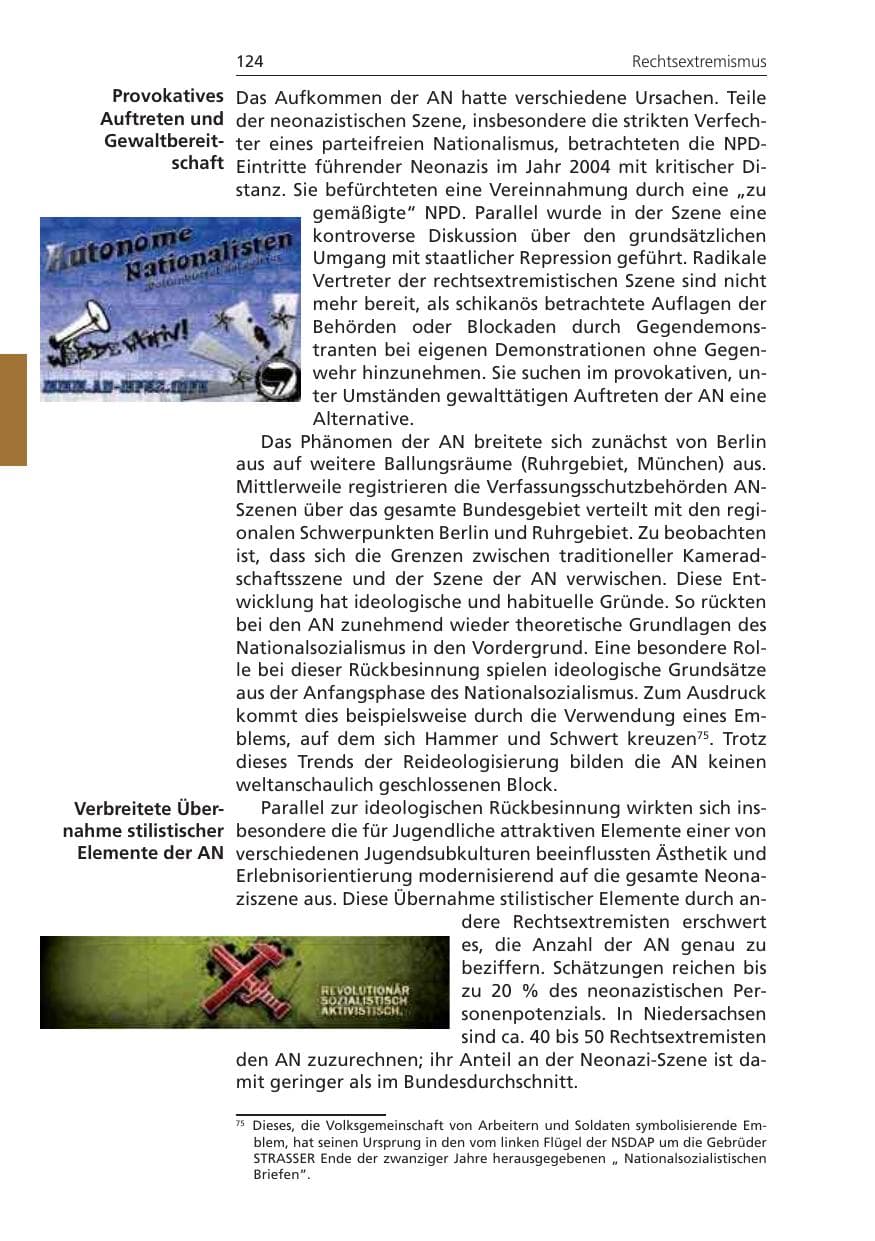 Seite 124 des Verfassungsschutzbericht 2010 Niedersachsen