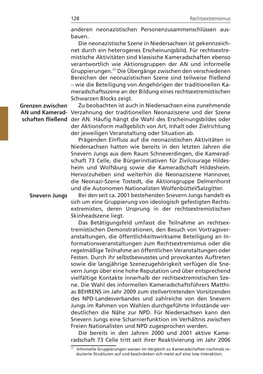 Seite 128 des Verfassungsschutzbericht 2010 Niedersachsen