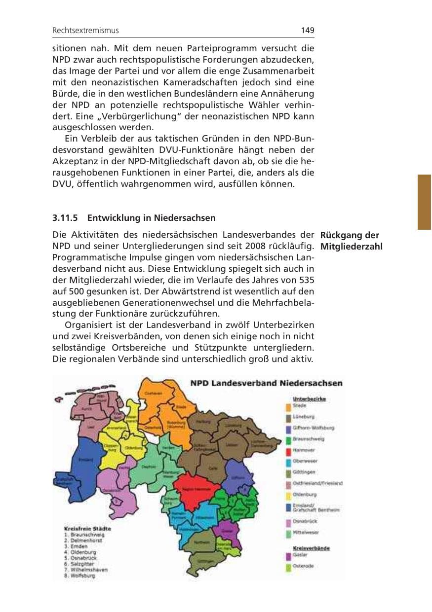 Seite 149 des Verfassungsschutzbericht 2010 Niedersachsen