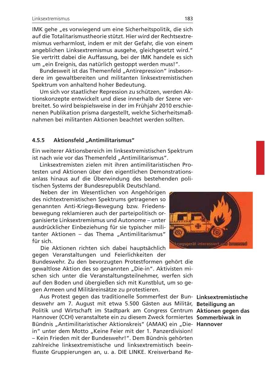 Seite 183 des Verfassungsschutzbericht 2010 Niedersachsen