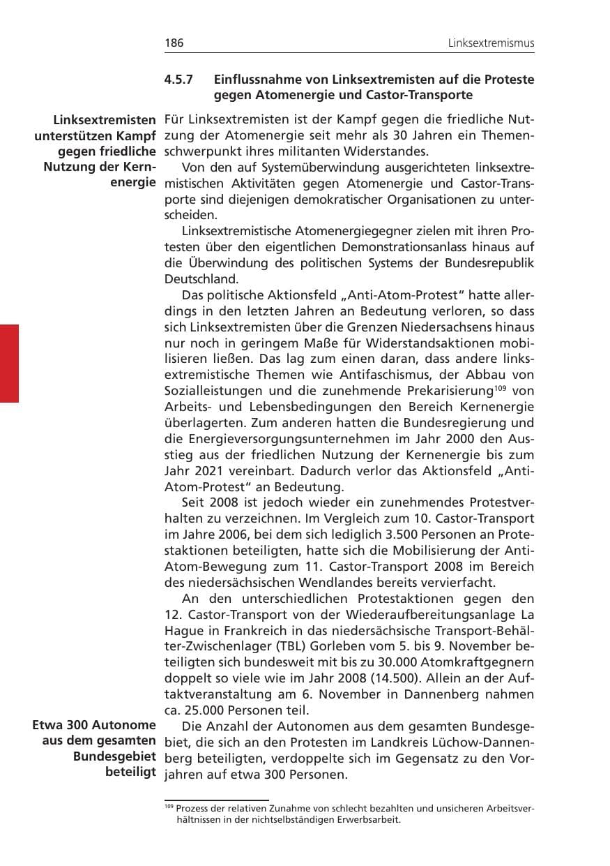 Seite 186 des Verfassungsschutzbericht 2010 Niedersachsen