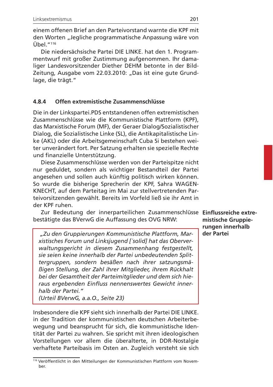 Seite 201 des Verfassungsschutzbericht 2010 Niedersachsen