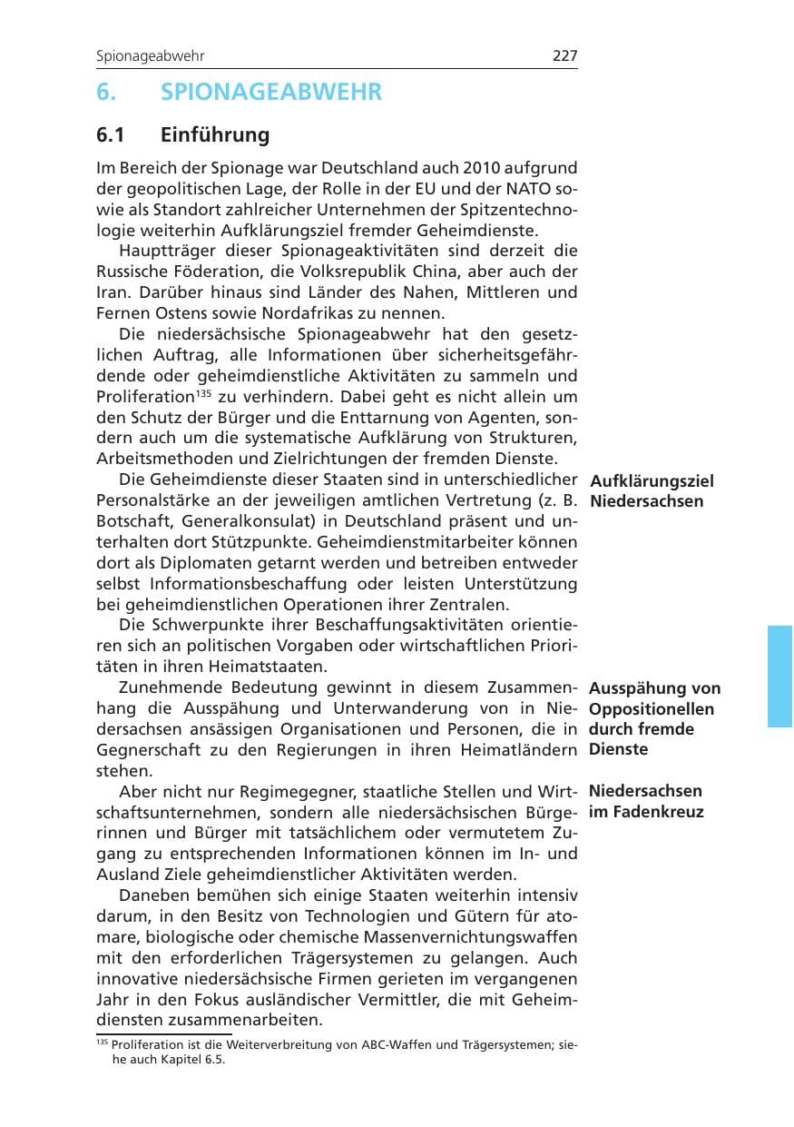 Seite 227 des Verfassungsschutzbericht 2010 Niedersachsen