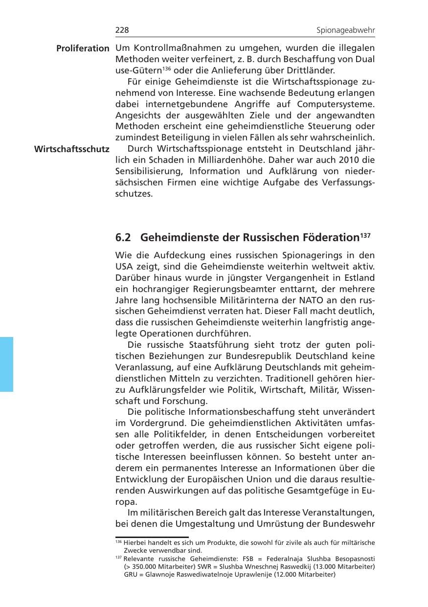 Seite 228 des Verfassungsschutzbericht 2010 Niedersachsen