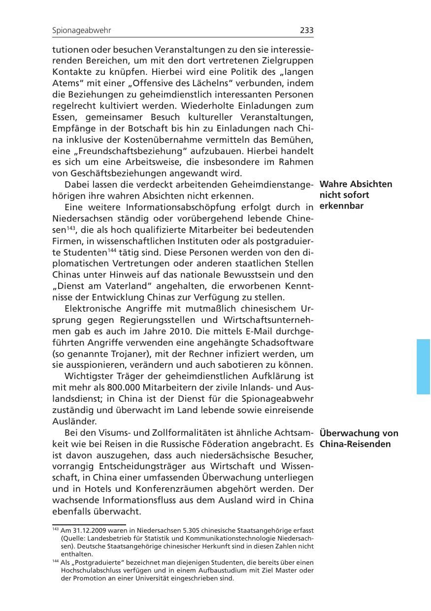 Seite 233 des Verfassungsschutzbericht 2010 Niedersachsen