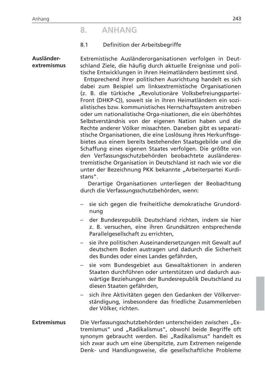 Seite 243 des Verfassungsschutzbericht 2010 Niedersachsen