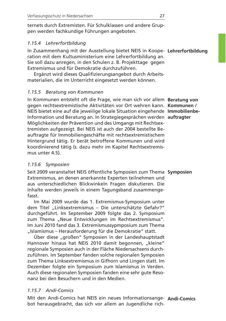 Seite 27 des Verfassungsschutzbericht 2010 Niedersachsen