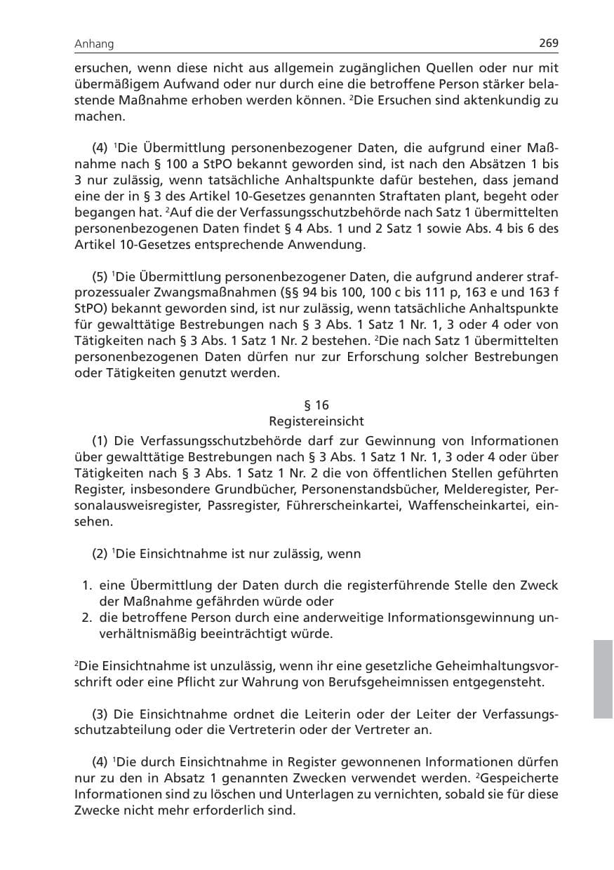 Seite 269 des Verfassungsschutzbericht 2010 Niedersachsen