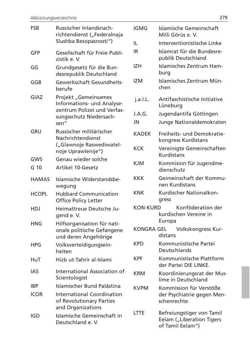 Seite 279 des Verfassungsschutzbericht 2010 Niedersachsen