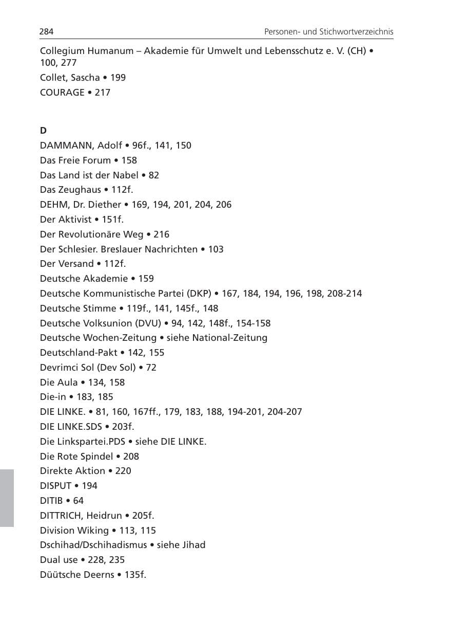 Seite 284 des Verfassungsschutzbericht 2010 Niedersachsen