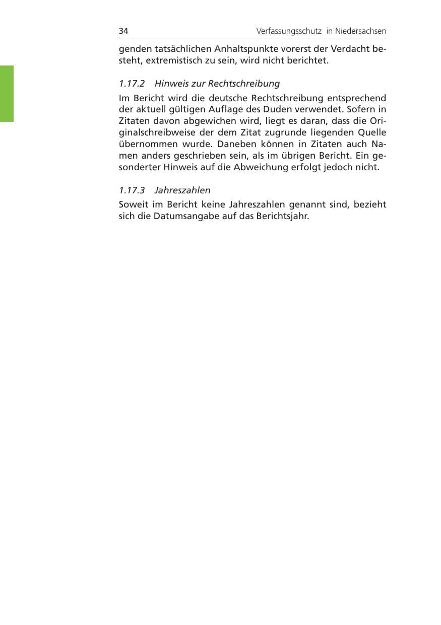 Seite 34 des Verfassungsschutzbericht 2010 Niedersachsen